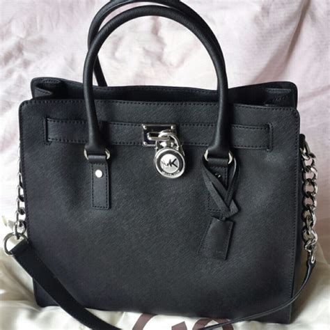 michael kors hamilton large black silver|michael kors hamilton bag.